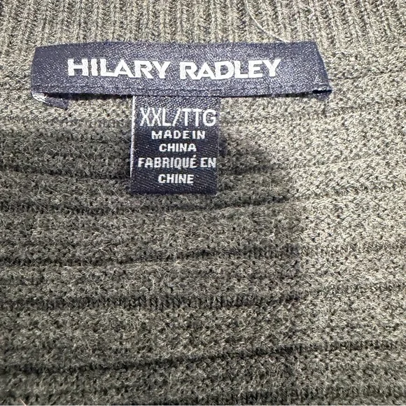 Hilary Radley Women’s Forest Green V-Neck Long Sleeve Knit Textured Sweater - Picture 7 of 11